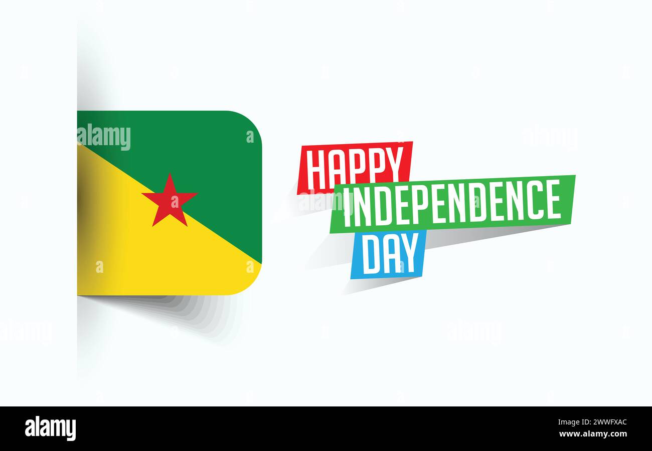 Happy Independence Day of Französisch Guayana Vektor Illustration, Nationaltagsposter, Grußvorlage Design, EPS Source File Stock Vektor