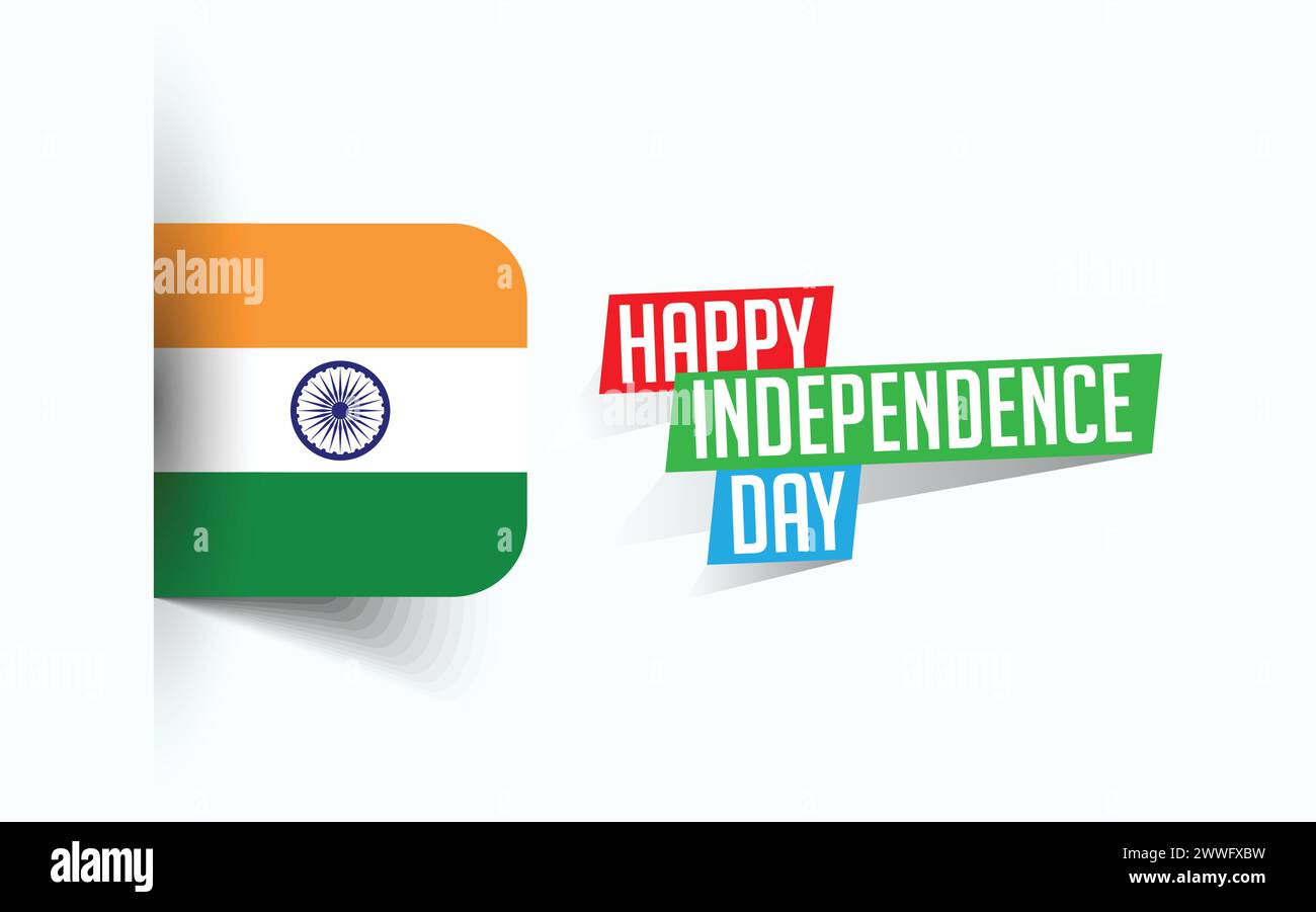 Happy Independence Day of India Vector Illustration, National Day Poster, Grußvorlage Design, EPS Source File Stock Vektor