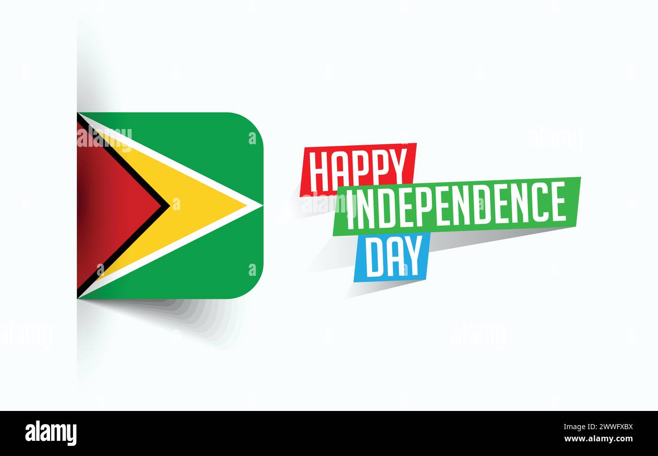 Happy Independence Day of Guyana Vector Illustration, National Day Poster, Grußvorlage Design, EPS Source File Stock Vektor