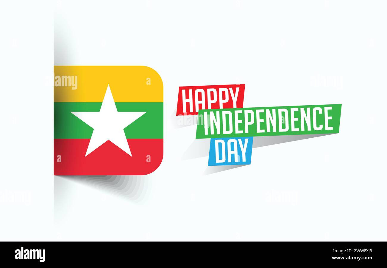 Happy Independence Day of Myanmar Vector Illustration, National Day Poster, Grußvorlage Design, EPS Source File Stock Vektor