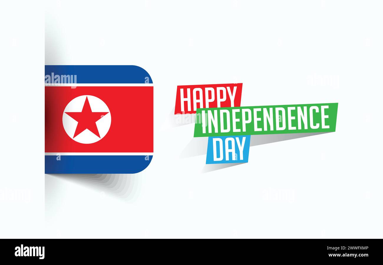 Happy Independence Day of Nordkorea Vektor Illustration, Nationaltagsposter, Grußvorlage Design, EPS Source File Stock Vektor