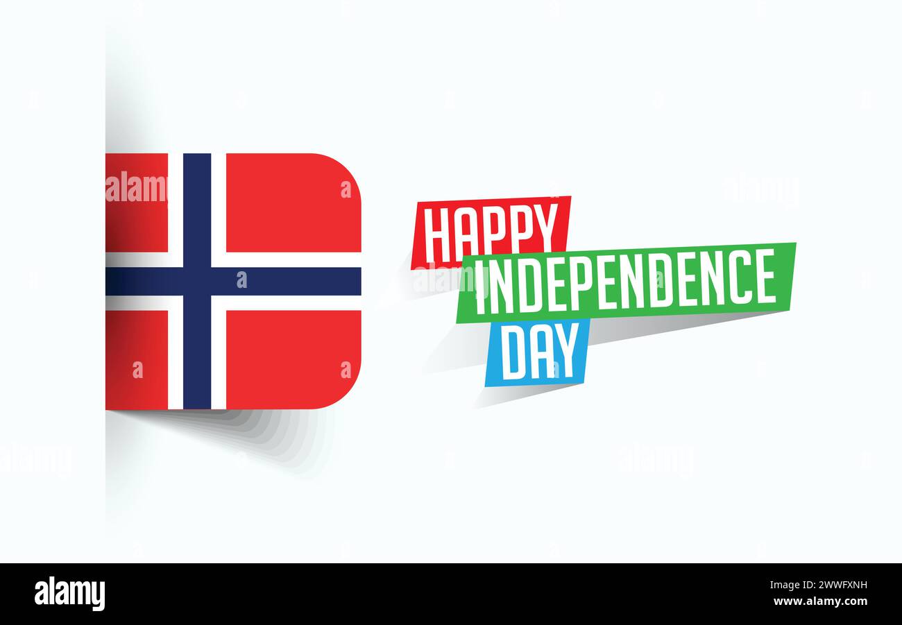 Happy Independence Day of Norway Vektor Illustration, Nationaltagsposter, Grußvorlage Design, EPS Source File Stock Vektor