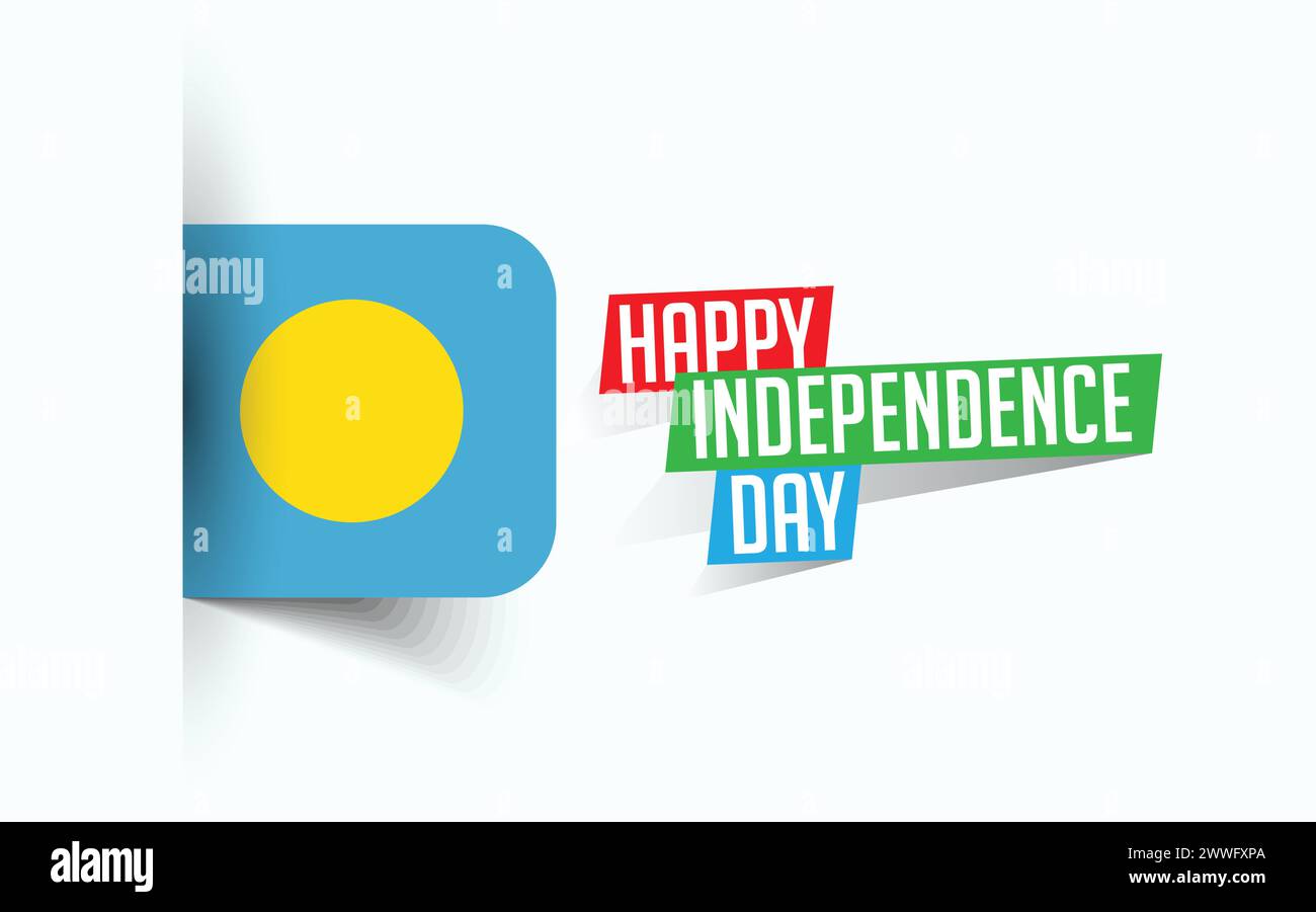 Happy Independence Day of Palau Vector Illustration, National Day Poster, Grußvorlage Design, EPS Source File Stock Vektor
