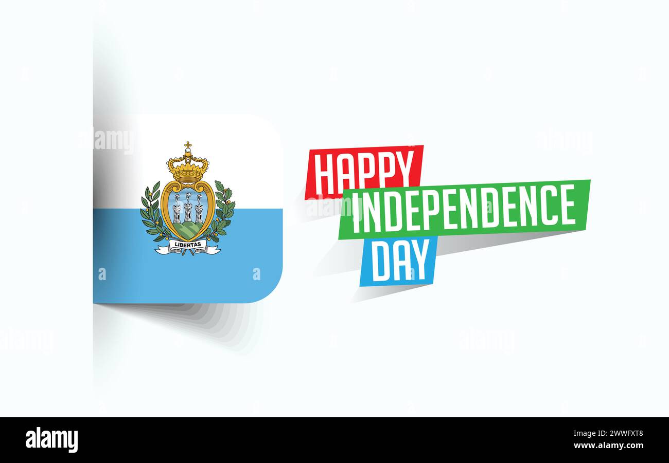 Happy Independence Day of San Marino Vector Illustration, National Day Poster, Grußvorlage Design, EPS Source File Stock Vektor