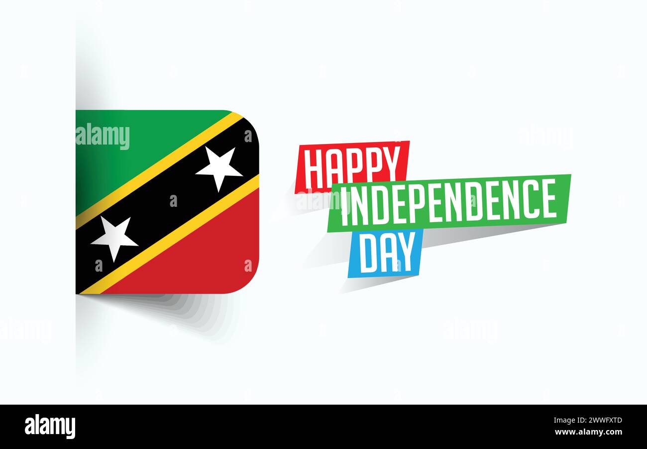 Happy Independence Day of Saint Kitts and Nevis Vector Illustration, National Day Poster, Grußvorlage Design, EPS Source File Stock Vektor