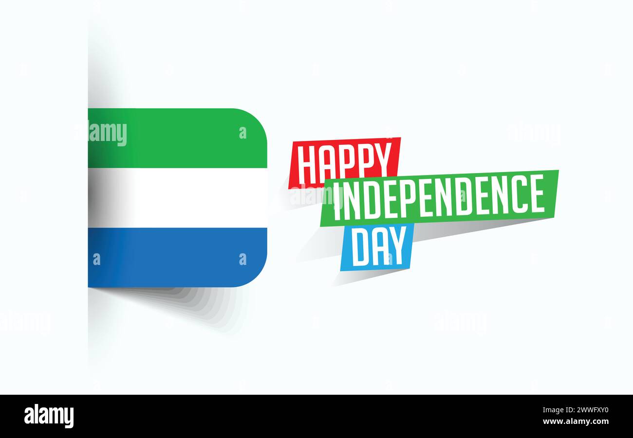 Happy Independence Day of Sierra Leone Vector Illustration, Nationaltagsposter, Grußvorlage Design, EPS Source File Stock Vektor