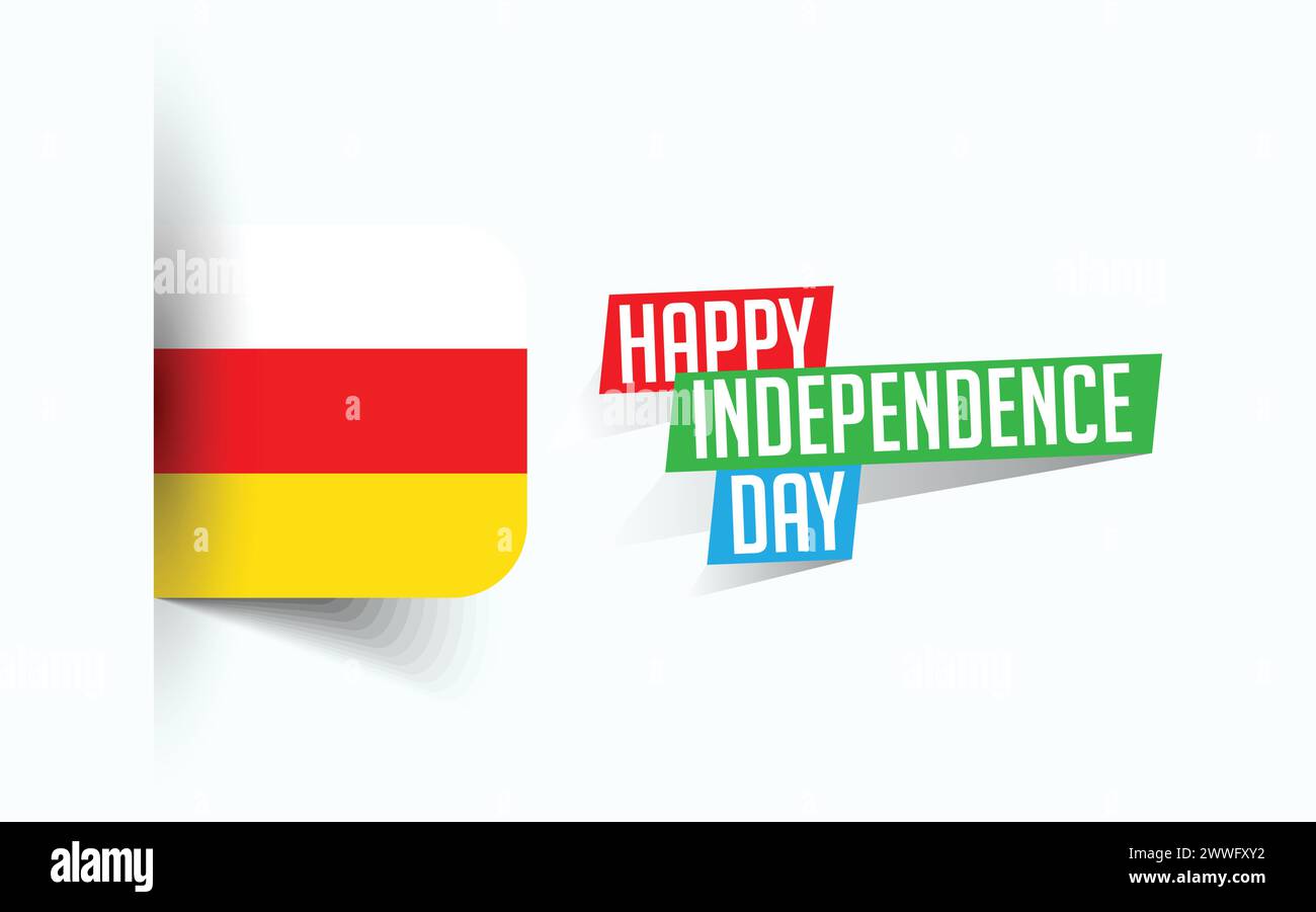 Happy Independence Day of Südossetia Vektor Illustration, Nationaltagsposter, Grußvorlage Design, EPS Source File Stock Vektor