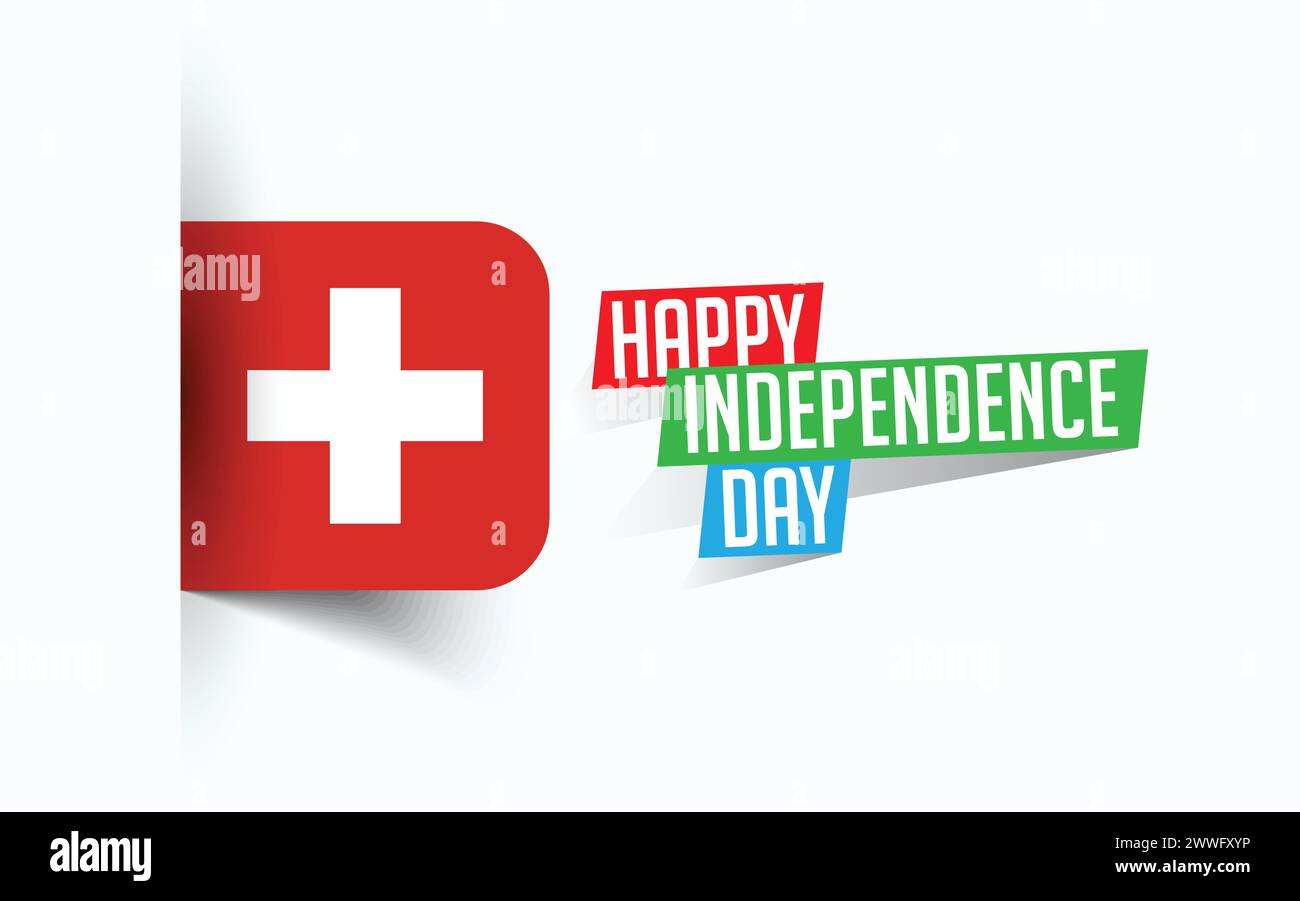 Happy Independence Day of Switzerland Vector Illustration, Nationaltagsposter, Grußvorlage Design, EPS Source File Stock Vektor