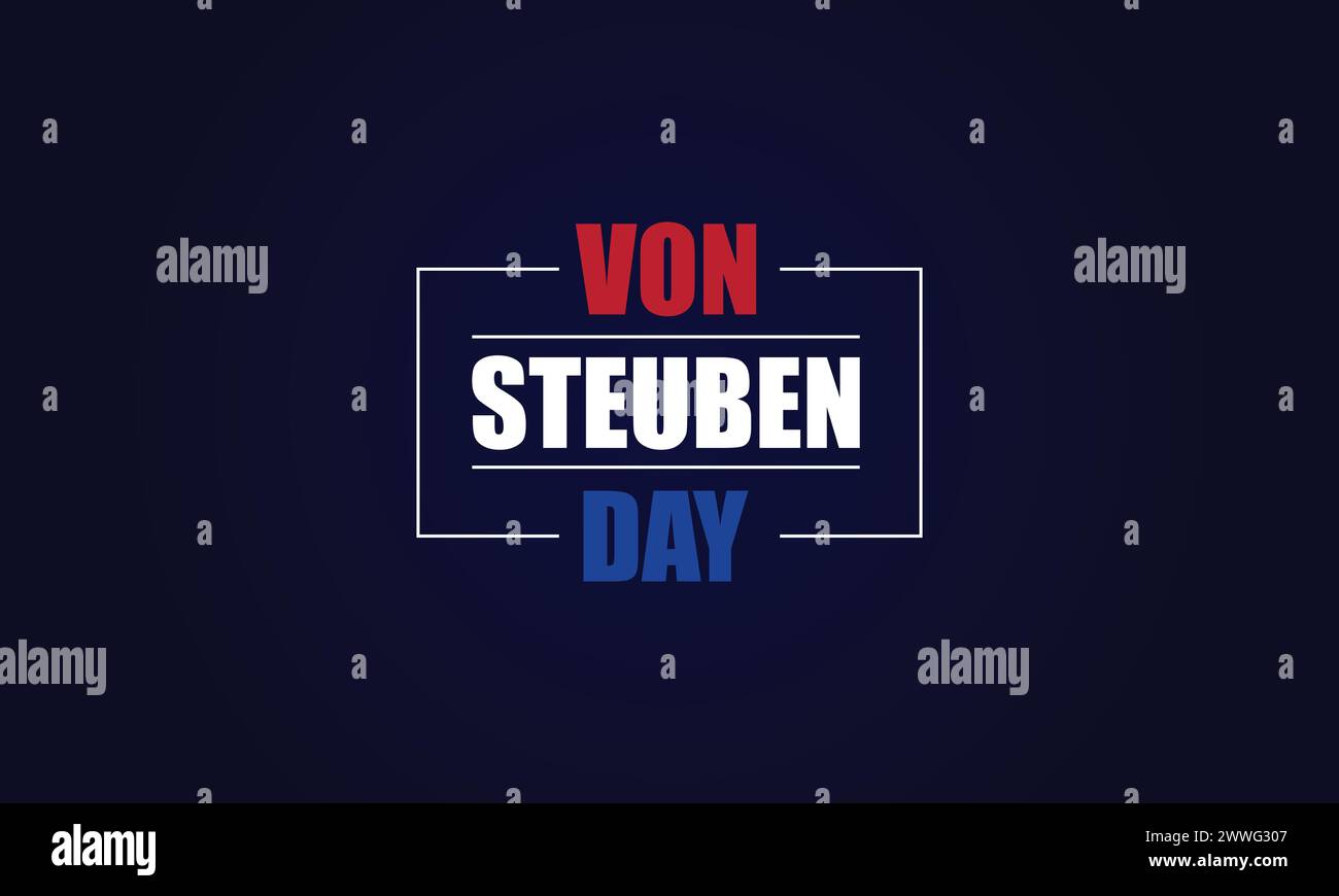 Von Steuben Day Text mit Flaggenabbildung Stock Vektor