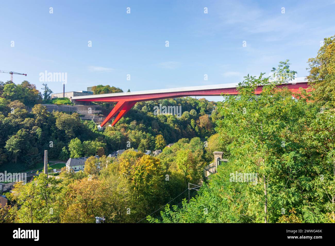 Luxemburg-Stadt (Luxemburg, Lëtzebuerg): Großherzogin-Charlotte-Brücke in , Luxemburg, Luxemburg Stockfoto