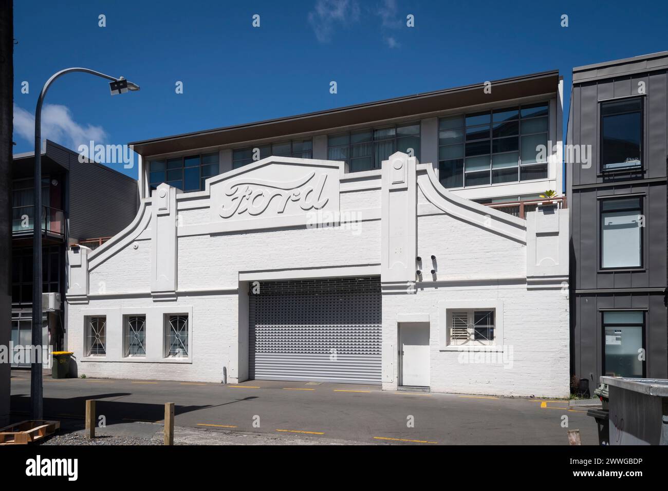 Altes Ford-Gebäude, jetzt Wohnungen, Te Aro, Wellington, Nordinsel, Neuseeland Stockfoto
