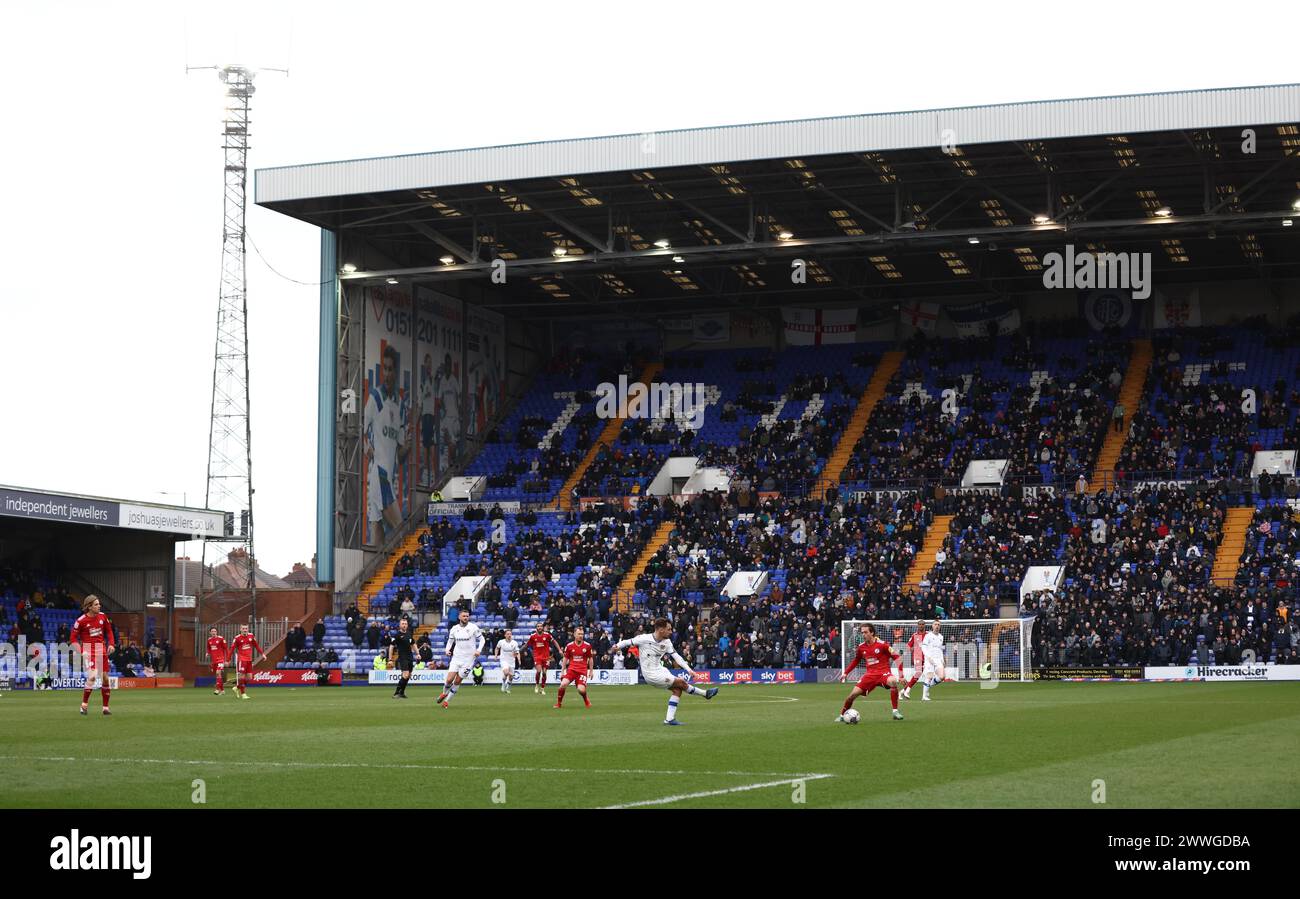 Allgemeine Ansicht des Stadions der Tranmer Rovers Football Clubs, Preston Park in Birkenhead. Stockfoto
