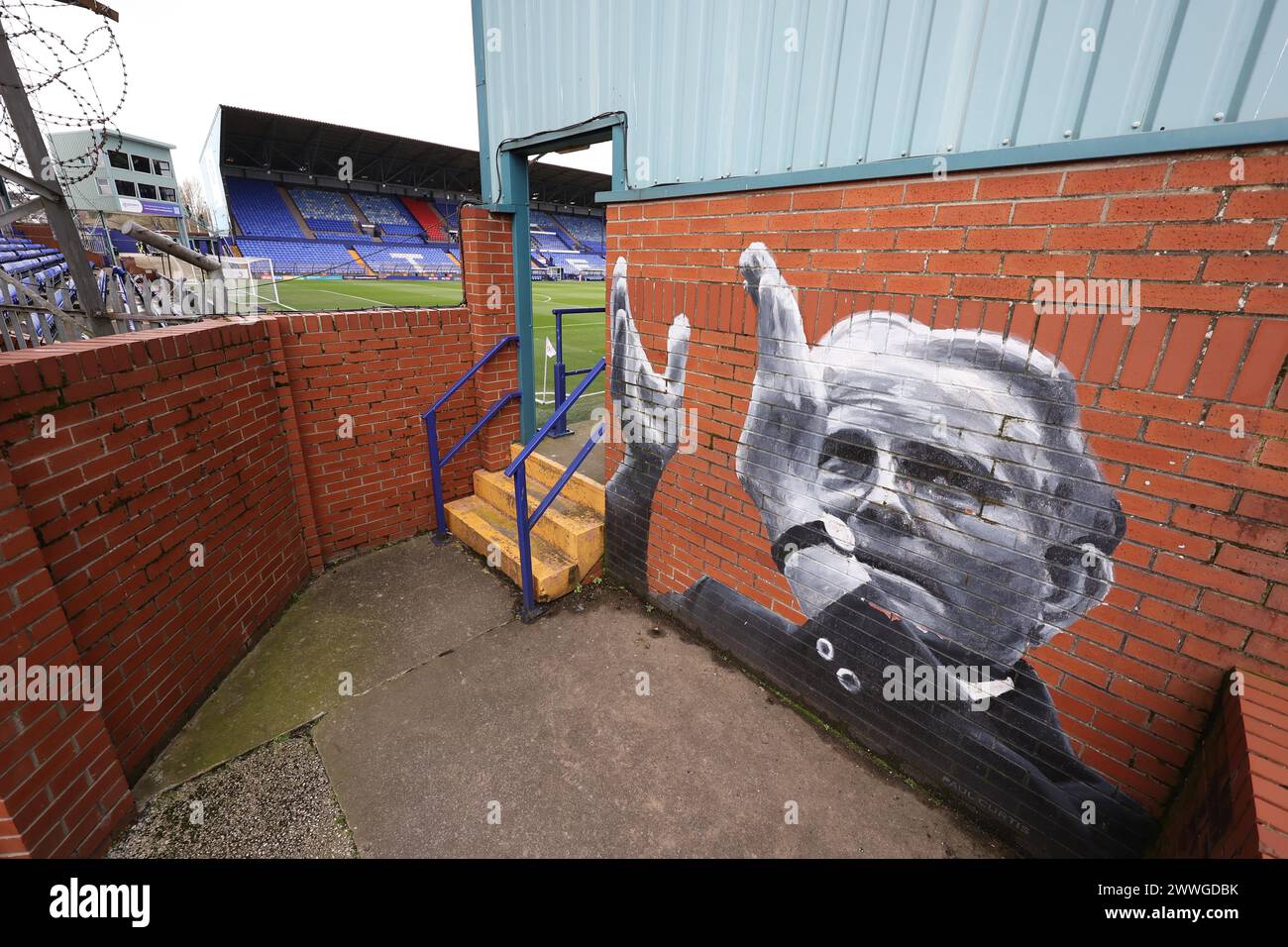 Allgemeine Ansicht des Stadions der Tranmer Rovers Football Clubs, Preston Park in Birkenhead. Stockfoto