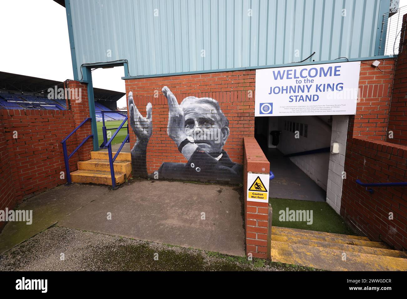 Allgemeine Ansicht des Stadions der Tranmer Rovers Football Clubs, Preston Park in Birkenhead. Stockfoto
