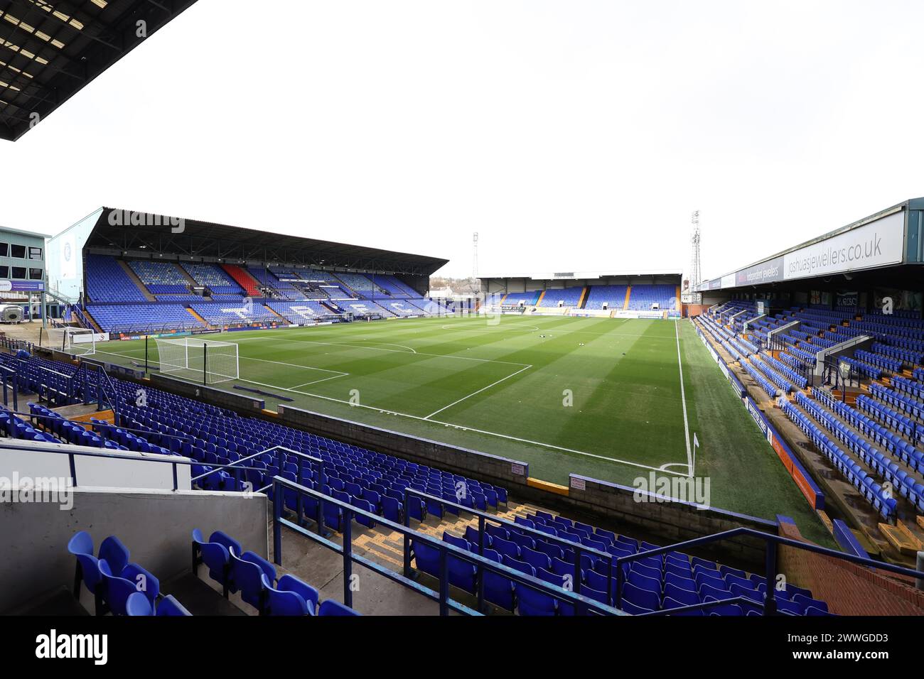 Allgemeine Ansicht des Stadions der Tranmer Rovers Football Clubs, Preston Park in Birkenhead. Stockfoto