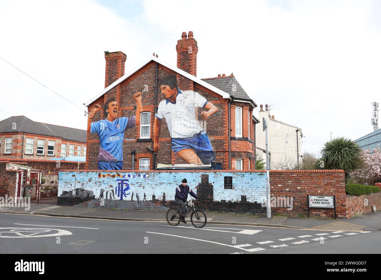 Allgemeine Ansicht des Stadions der Tranmer Rovers Football Clubs, Preston Park in Birkenhead. Stockfoto