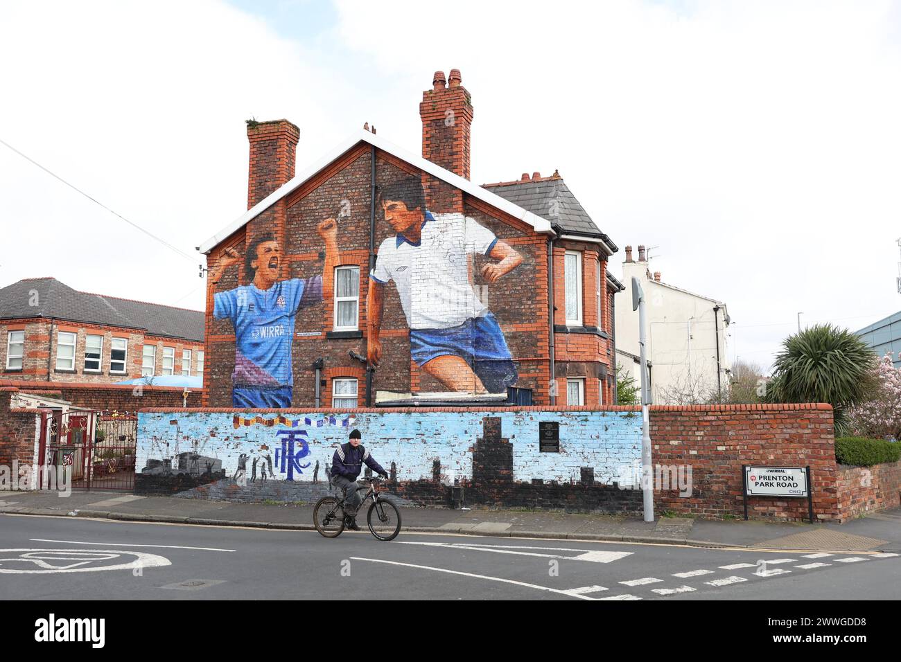 Allgemeine Ansicht des Stadions der Tranmer Rovers Football Clubs, Preston Park in Birkenhead. Stockfoto