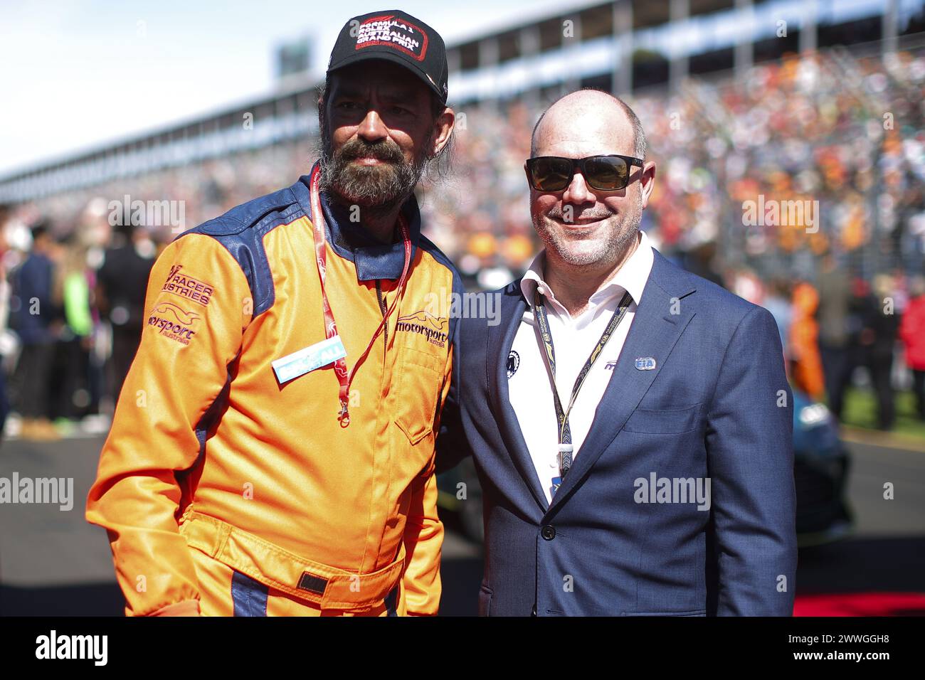 Marshall und FIA-Mitarbeiter während des Formel-1-Rolex Australian Grand Prix 2024, der dritten Runde der Formel-1-Weltmeisterschaft 2024 vom 22. Bis 24. März 2024 auf dem Albert Park Circuit in Melbourne, Australien Stockfoto