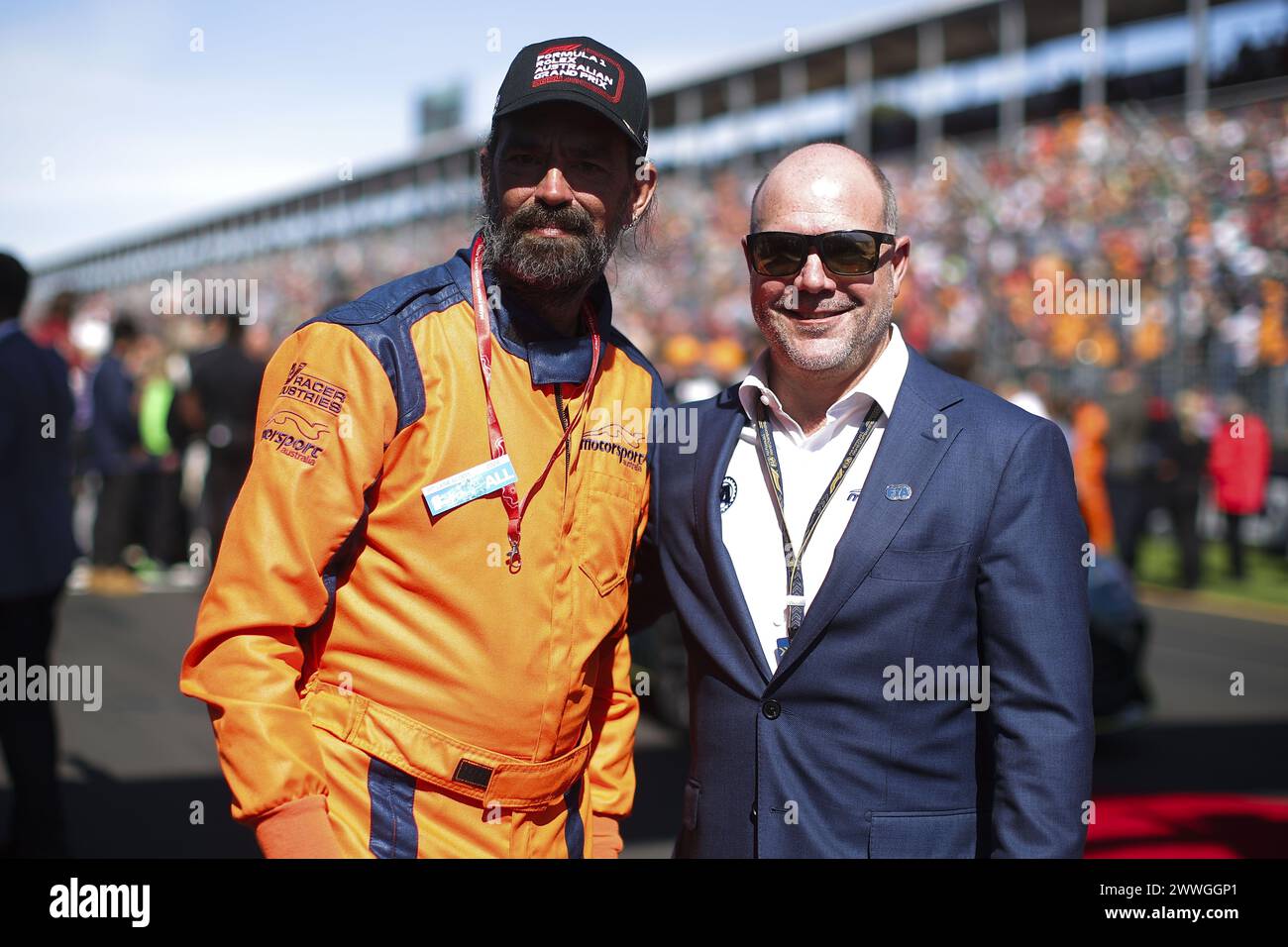 Marshall und FIA-Mitarbeiter während des Formel-1-Rolex Australian Grand Prix 2024, der dritten Runde der Formel-1-Weltmeisterschaft 2024 vom 22. Bis 24. März 2024 auf dem Albert Park Circuit in Melbourne, Australien Stockfoto