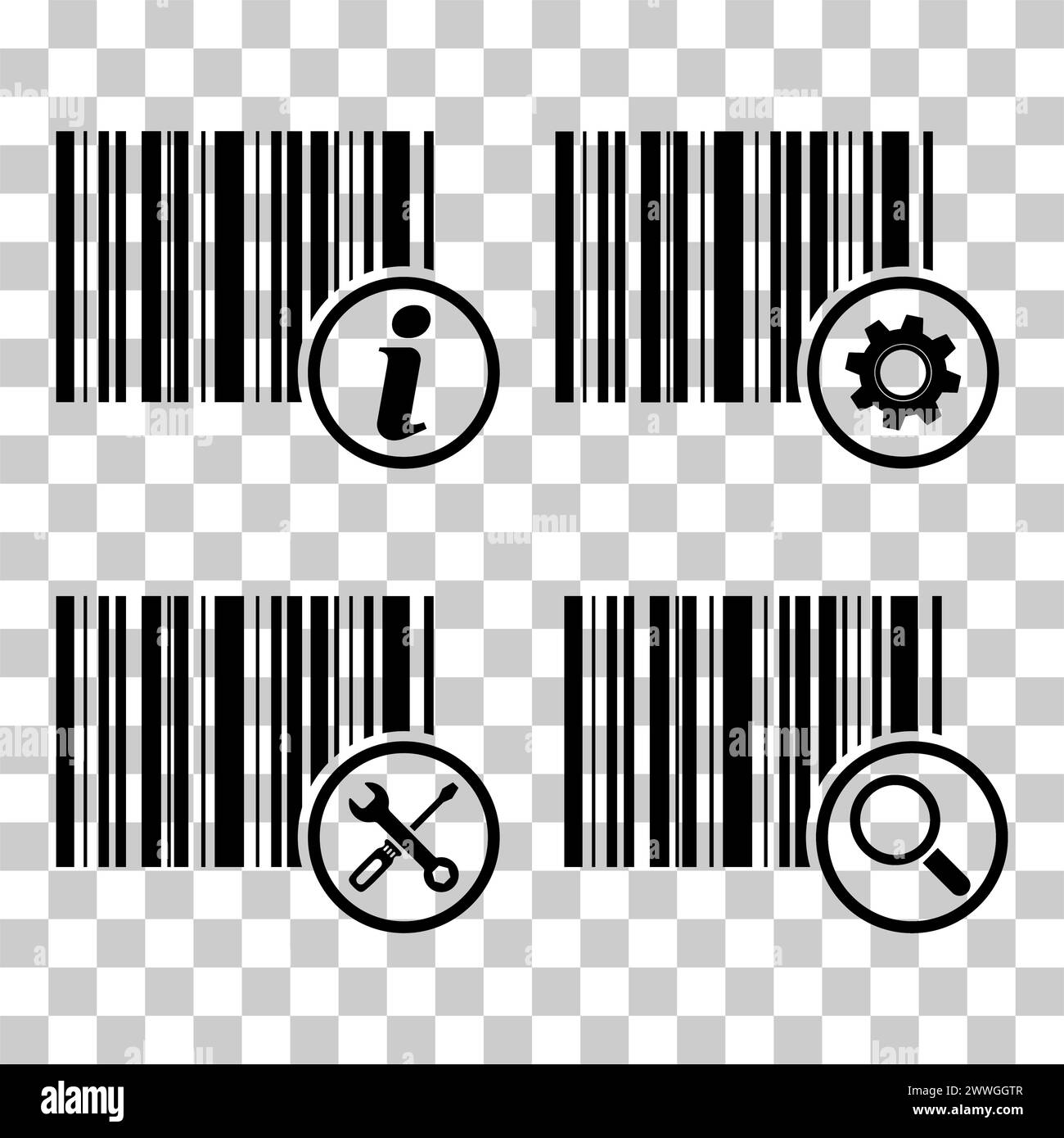 Satz von Barcode-Vektorsymbol. Barcode für flaches Web-Design. Abbildung des Scanners . Stock Vektor