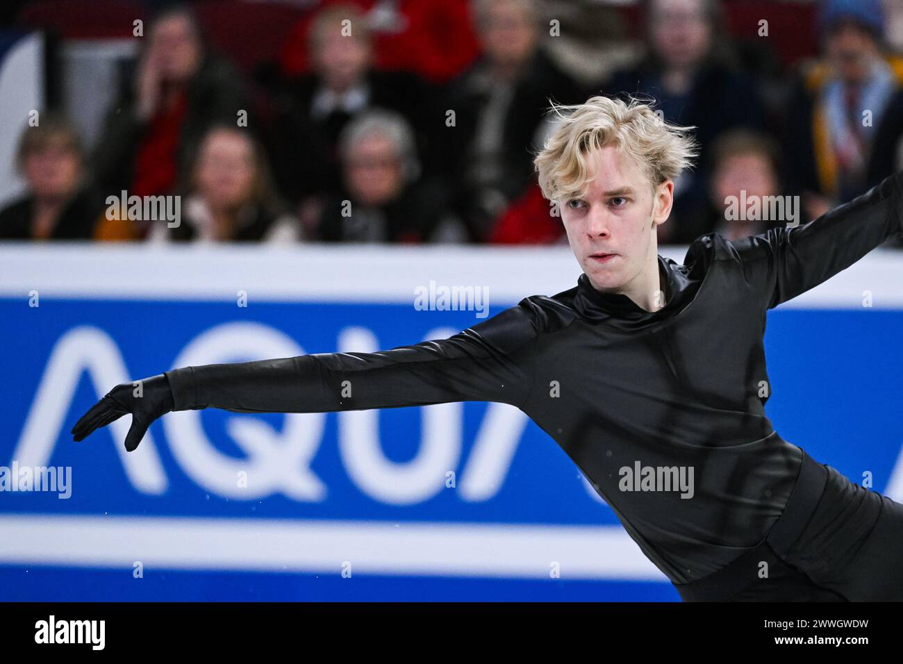 MONTREAL, KANADA - 23. MÄRZ 2024: Andreas Nordeback (SWE) während der ISU Eiskunstlauf-Weltmeisterschaft im Bell Centre on in Montreal, Kanada. (Foto: David Kirouac/Orange Pictures) Stockfoto