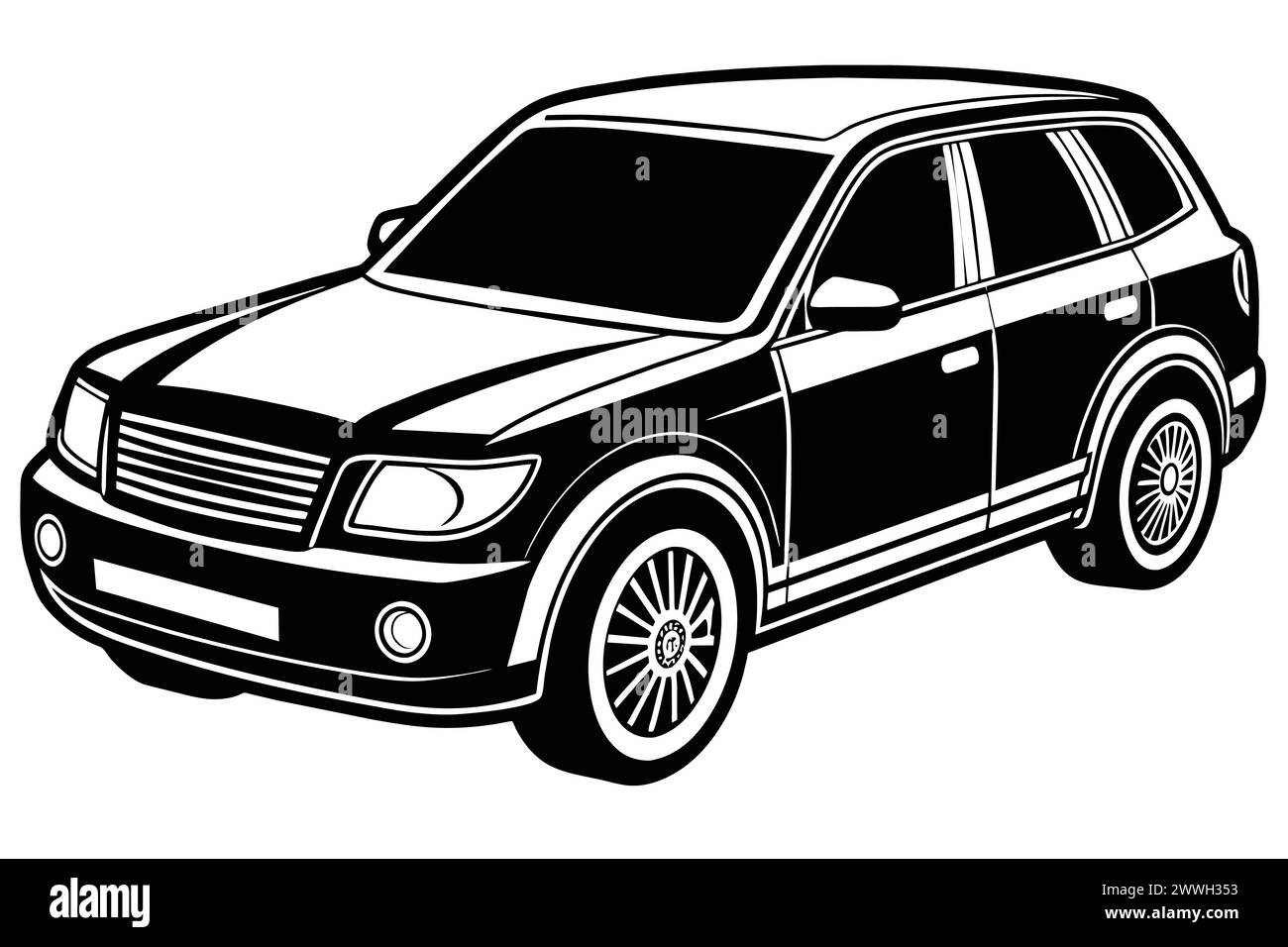Crossover-Auto, isoliert auf weißem Hintergrund Vektor-Illustration. Stock Vektor