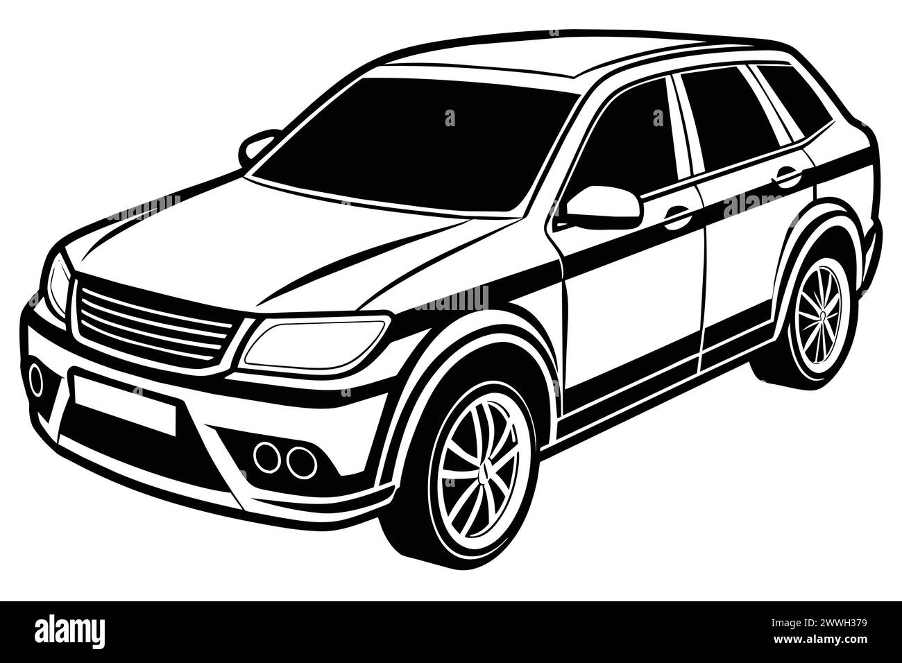 Crossover-Auto, isoliert auf weißem Hintergrund Vektor-Illustration. Stock Vektor