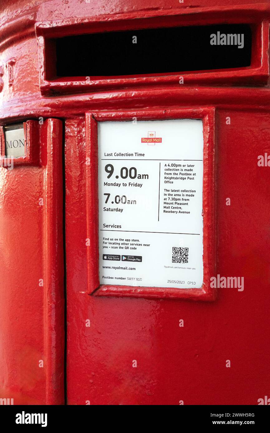 Royal Mail Post Box London, England, UK Stockfoto