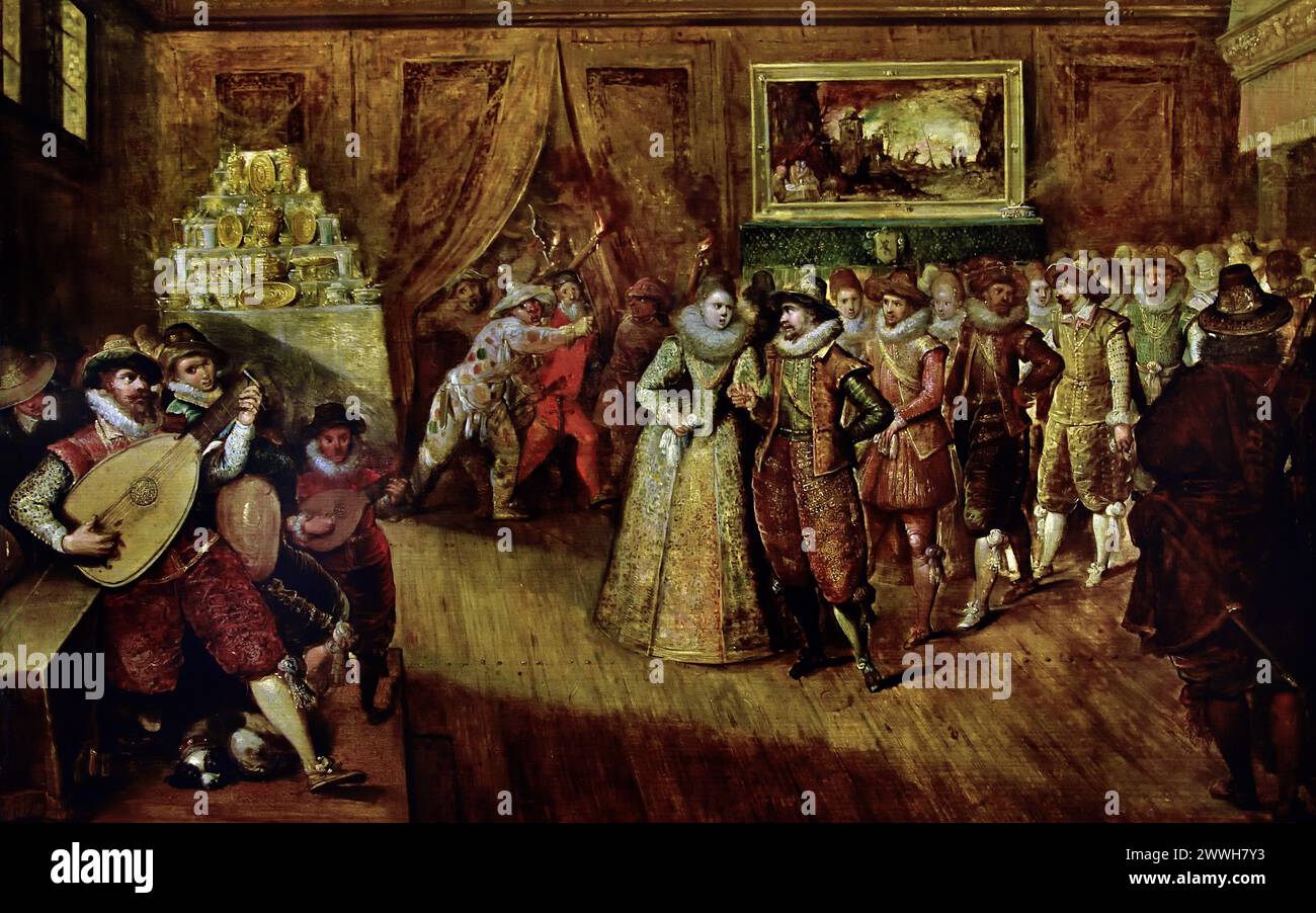 Die Hochzeit geht zum Tanz von Frans (I) Francken 1550 - 1619 Museum Mayer van den Bergh, Antwerpen, Belgien, Belgien. Stockfoto