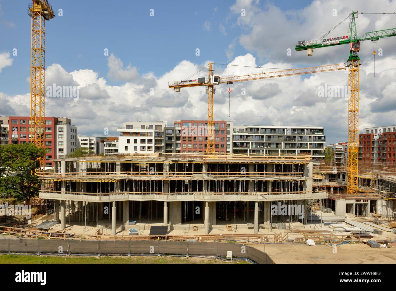 Baustelle eines neuen Wohnblocks in Danzig, Polen, Europa, EU, Stand Juli 2023 Stockfoto