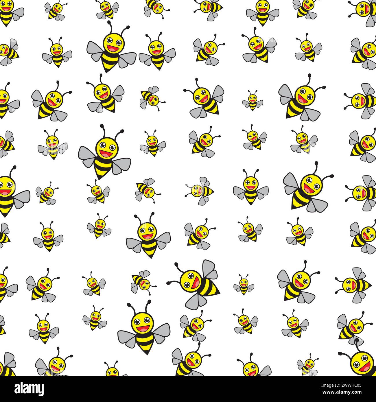 Nahtloses Muster mit Bee auf weißem Hintergrund Stock Vektor