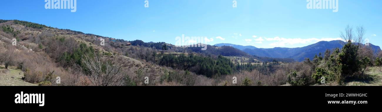 Wunderschöne Aussicht mit Panoramafoto Stockfoto