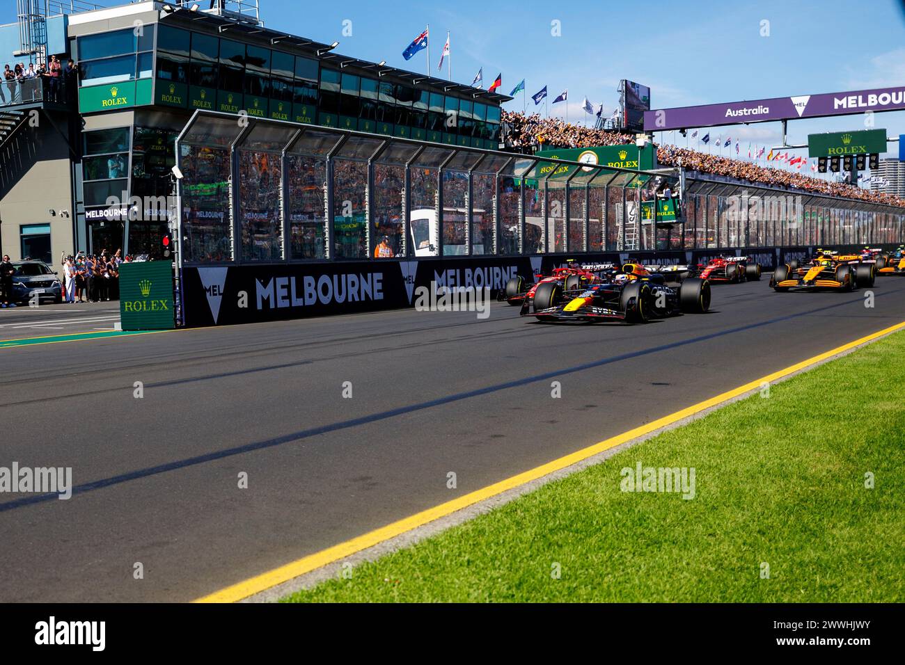 24. März 2024: Melbourne Grand Prix Circuit, Melbourne, Victoria, Australien; Formel 1 Grand Prix von Australien: Renntag; Start des Rennens Stockfoto