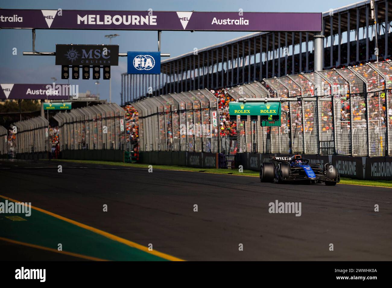 24. März 2024: Melbourne Grand Prix Circuit, Melbourne, Victoria, Australien; Formel-1-Grand-Prix von Australien: Renntag; Nummer 23 Williams-Fahrer Alex Albon während des Rennens Stockfoto