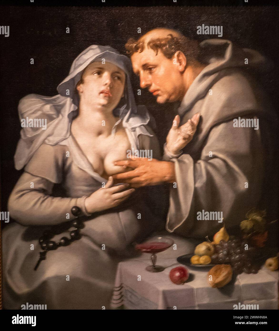 "Ein Mönch und ein Beguine" des niederländischen Malers Cornelis Cornelisz van Haarlem Stockfoto