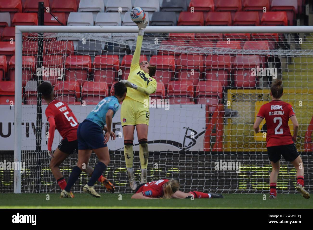 London, England. März 2024. Chantelle Boye-Hlorkah punktet für London City Lionesses während der Barclays Women’s Championship zwischen Charlton Athletic Women und London City Lionesses. Kyle Andrews/Alamy Live News Stockfoto