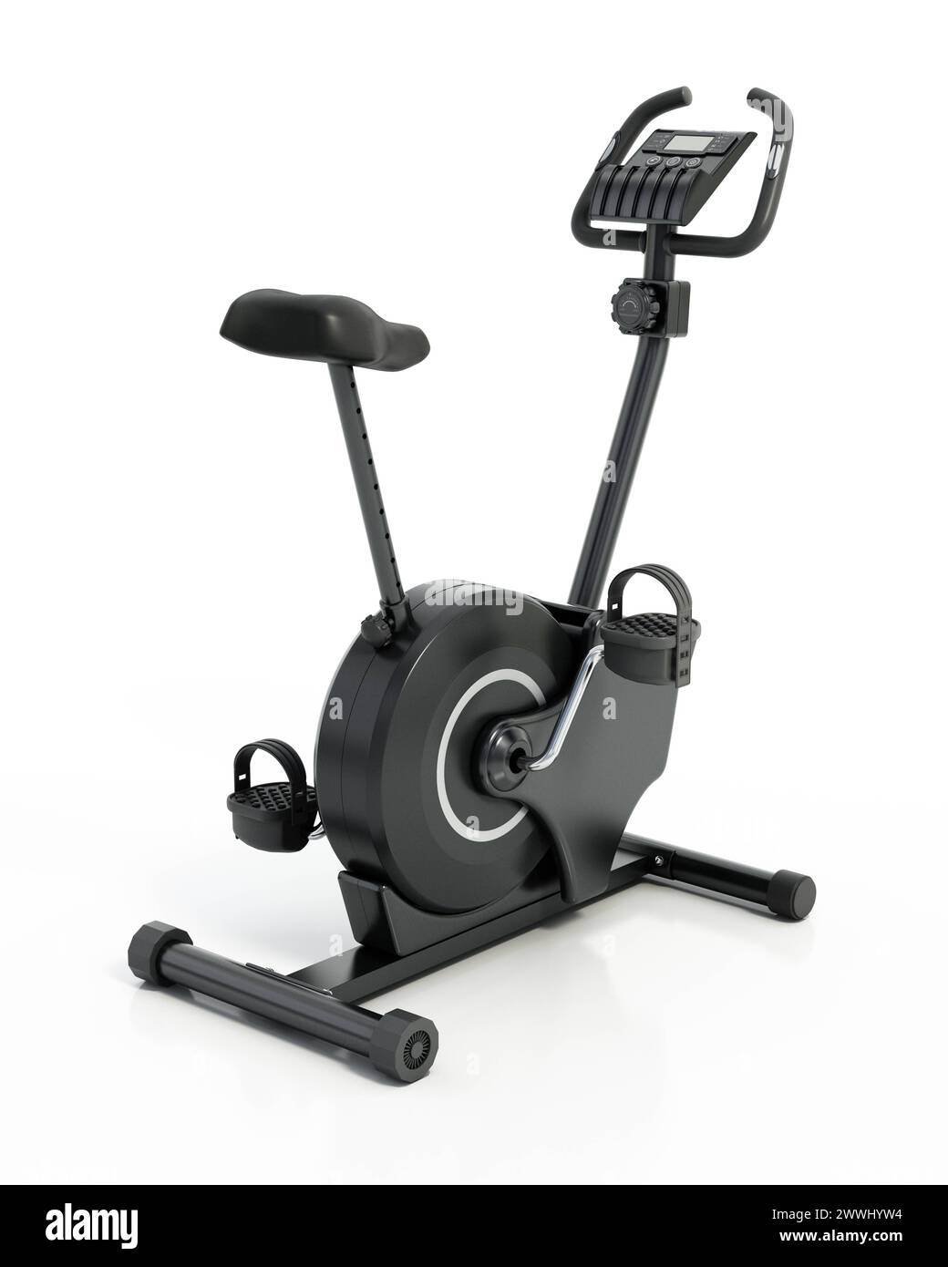 Heimtrainer isoliert auf weißem Hintergrund. 3D-Illustration Heimtrainer isoliert auf weißem Hintergrund. 3D-Abbildung. Heimtrainer, isoliert auf Wi Stockfoto