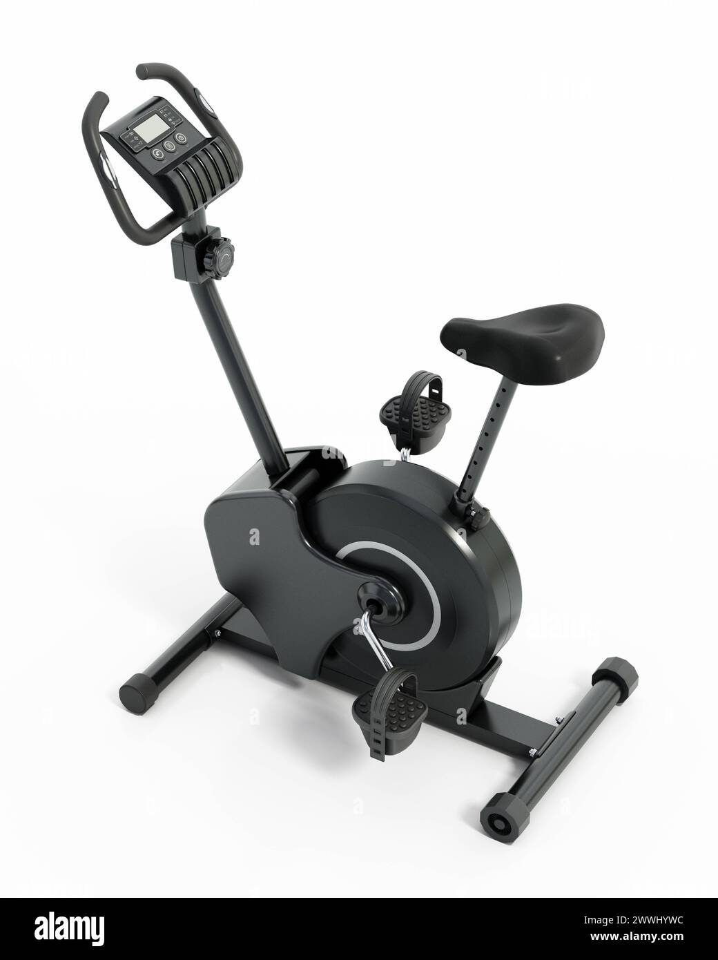 Heimtrainer isoliert auf weißem Hintergrund. 3D-Illustration Heimtrainer isoliert auf weißem Hintergrund. 3D-Abbildung. Heimtrainer, isoliert auf Wi Stockfoto