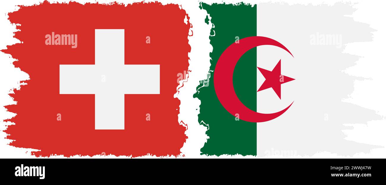 Algerien und Schweiz Grunge Flaggen Verbindung, Vektor Stock Vektor