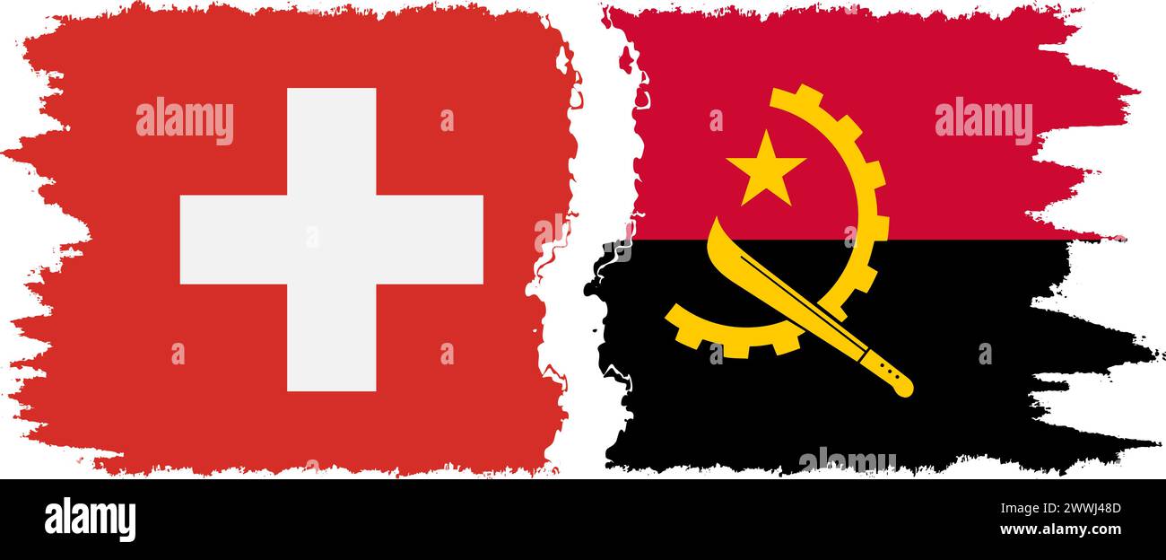 Angola und Schweiz Grunge Flaggen Verbindung, Vektor Stock Vektor