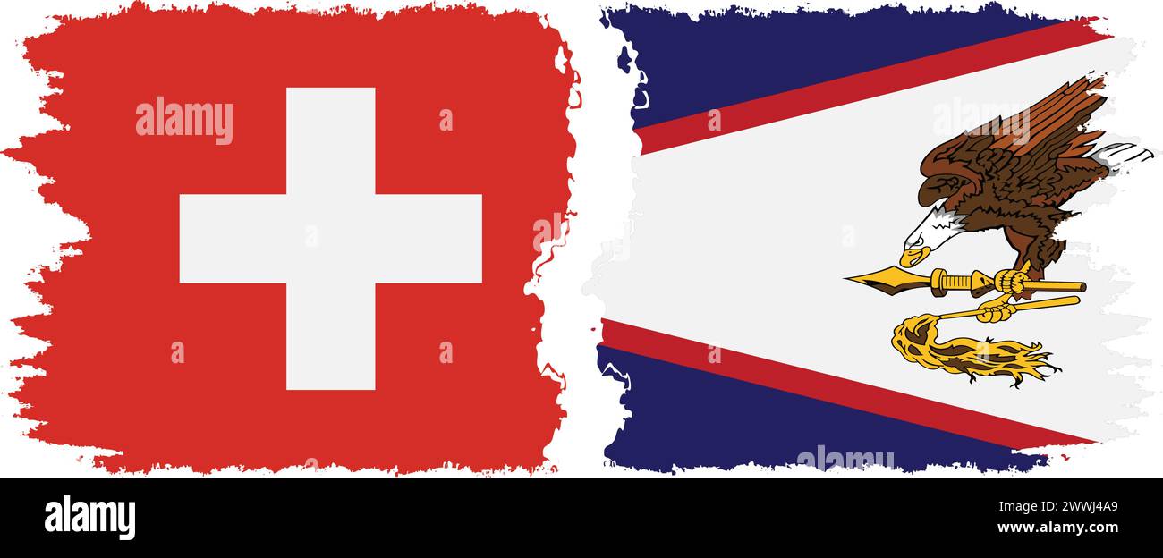 Amerikanisch-Samoa und Schweiz Grunge Flaggen Verbindung, Vektor Stock Vektor