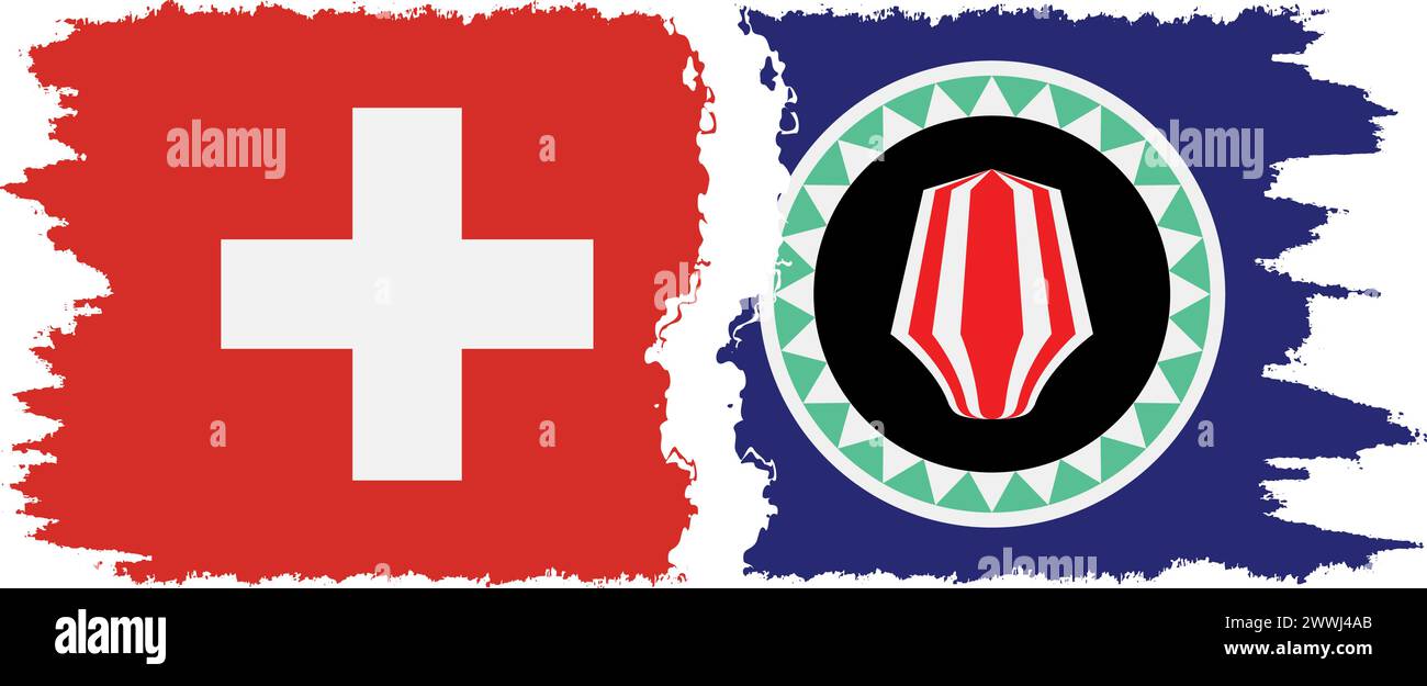 Bougainville und Schweiz Grunge Flaggen Verbindung, Vektor Stock Vektor