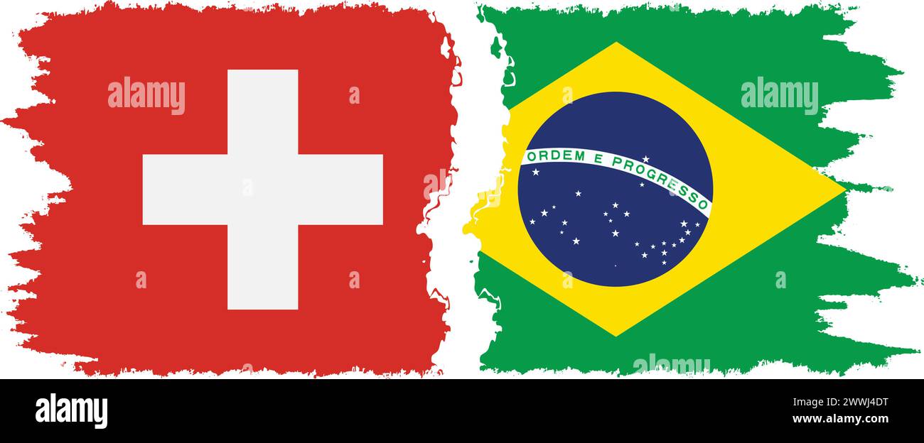 Brasilien und Schweiz Grunge Flags Verbindung, Vektor Stock Vektor