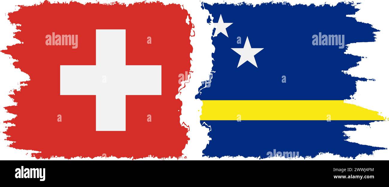 Curacao und Schweiz Grunge Flaggen Verbindung, Vektor Stock Vektor