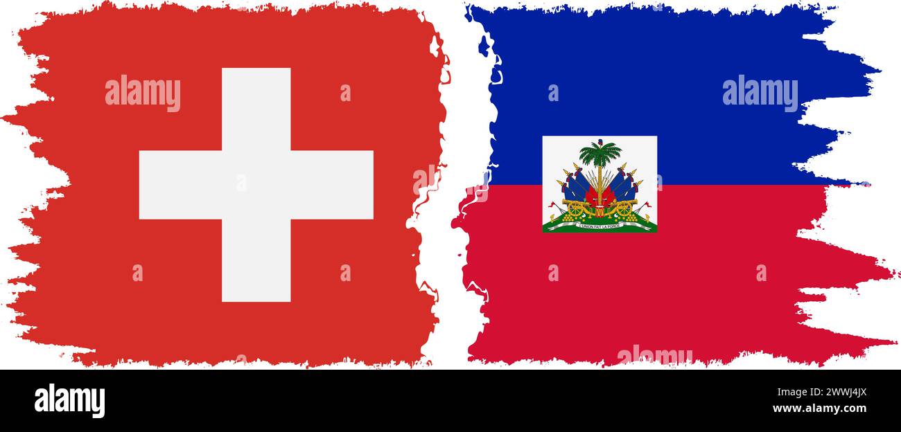 Haiti und Schweiz Grunge Flaggen Verbindung, Vektor Stock Vektor
