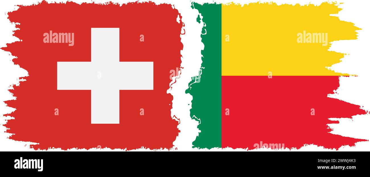 Benin und Schweiz Grunge Flaggen Verbindung, Vektor Stock Vektor