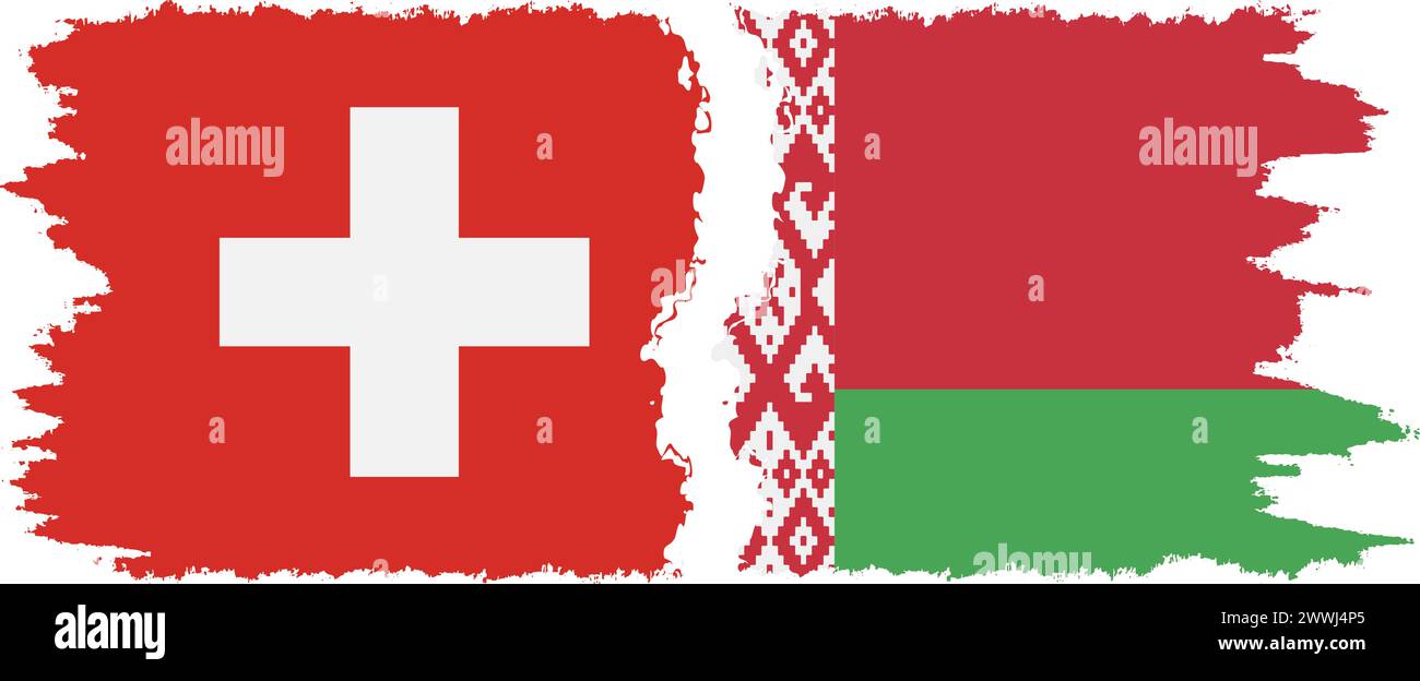 Weißrussisch und Schweiz Grunge Flaggen Verbindung, Vektor Stock Vektor