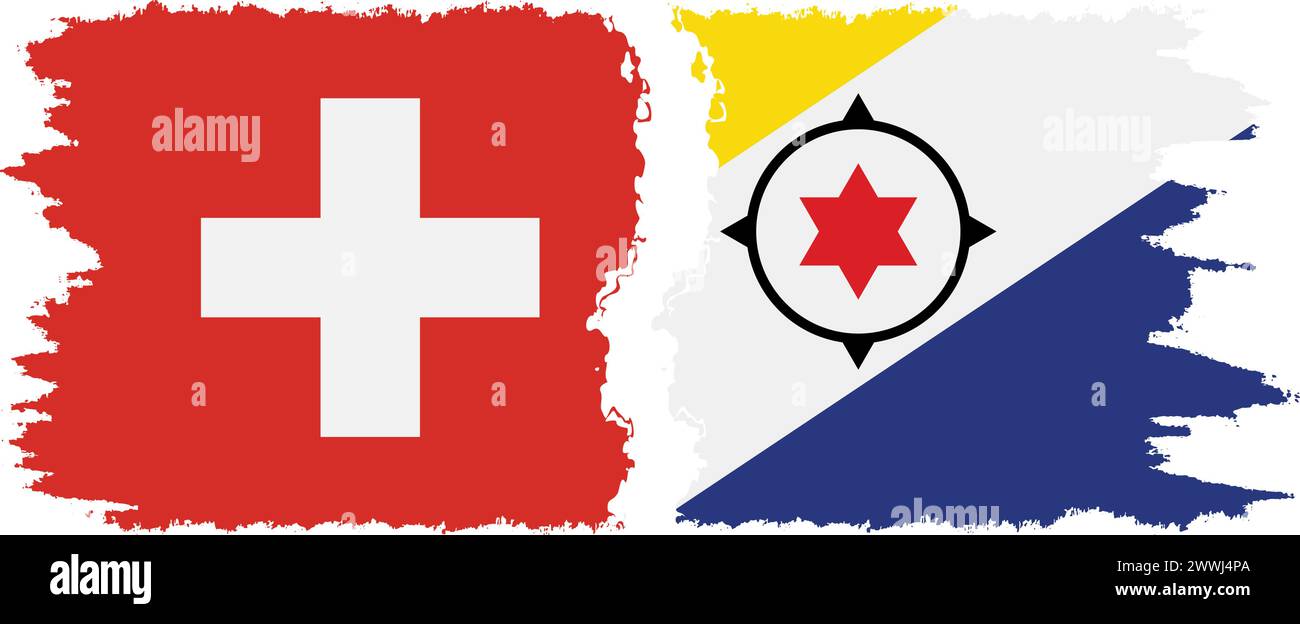Bonaire und Schweiz Grunge Flags Verbindung, Vektor Stock Vektor