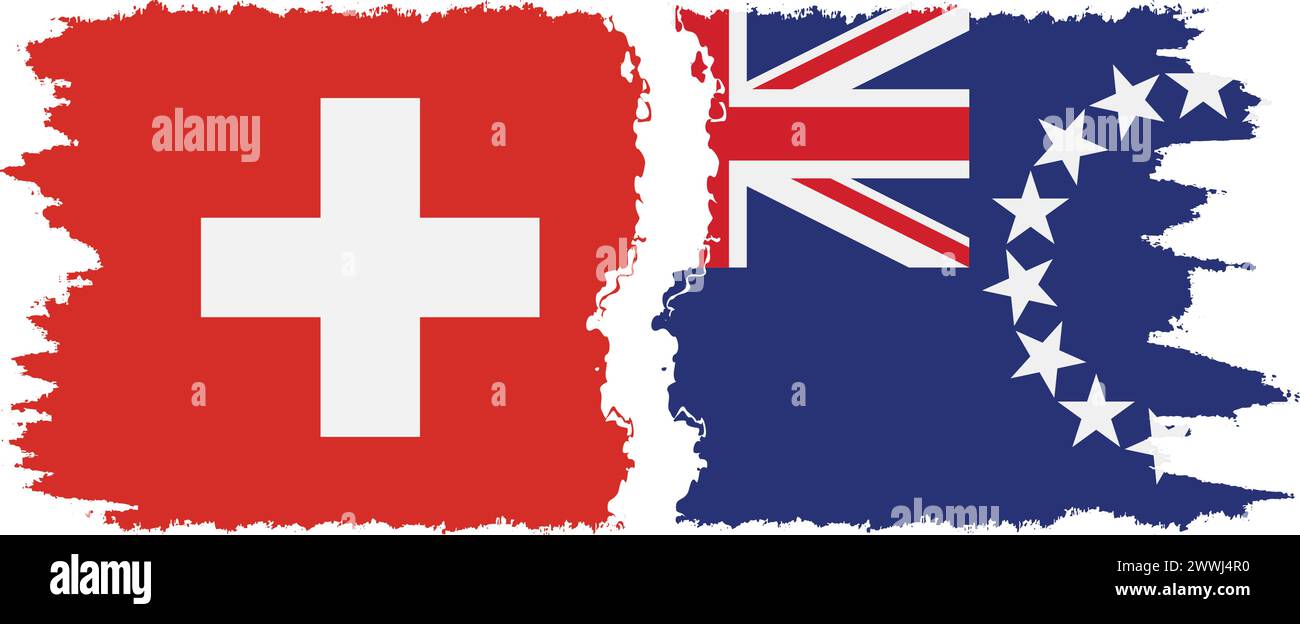 Cook Islands und Schweiz Grunge Flags Verbindung, Vektor Stock Vektor