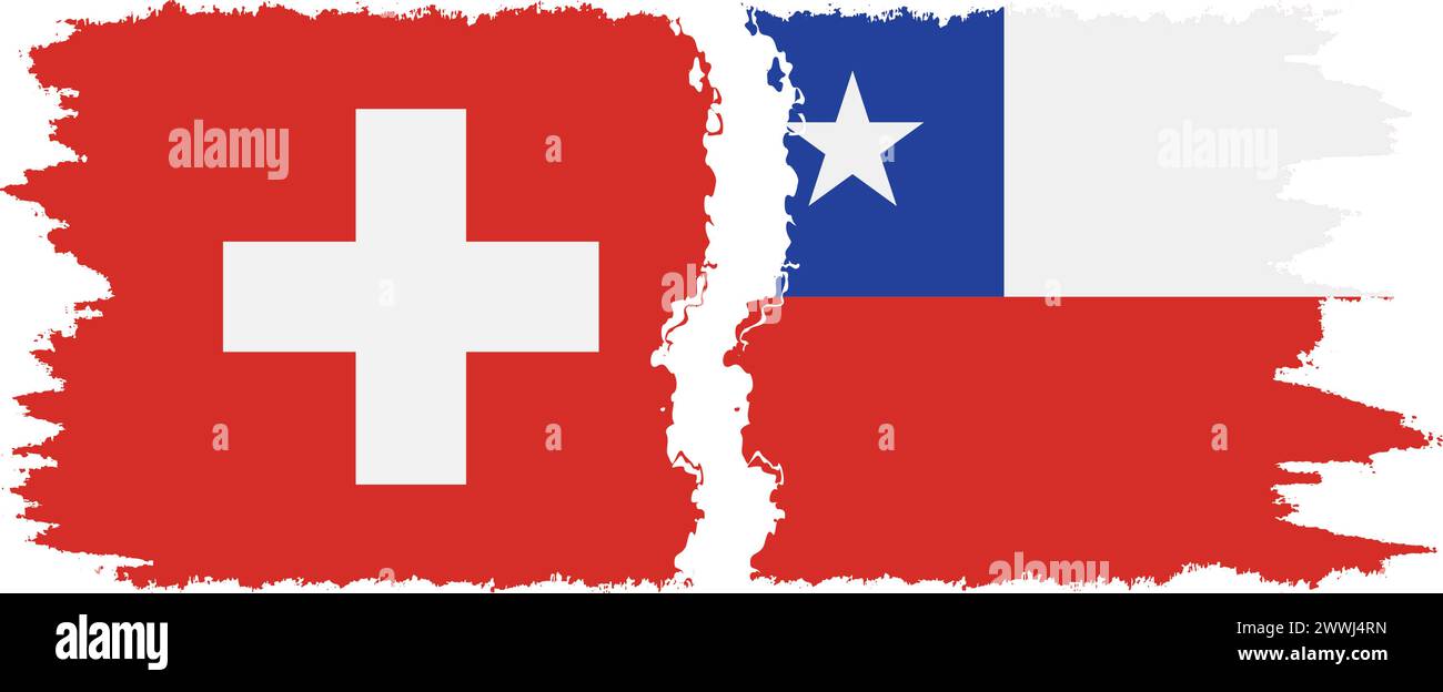 Chile und Schweiz Grunge Flaggen Verbindung, Vektor Stock Vektor
